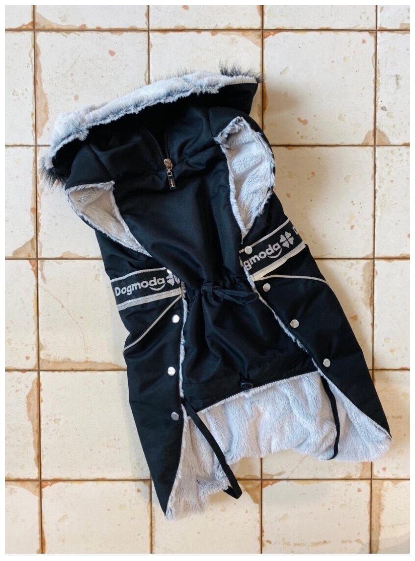 Попона для собак зимняя на синтепоне с мехом - черная, унисекср. 54 - фотография № 6