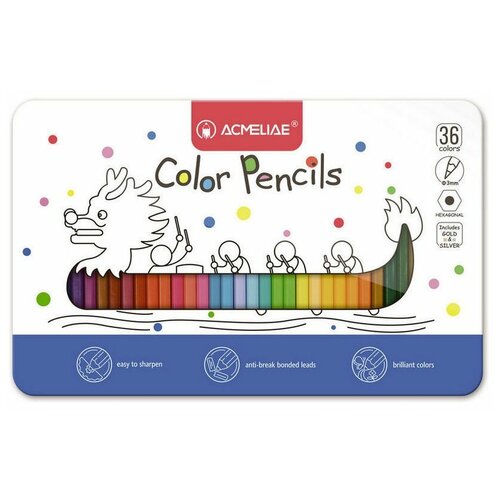 фото Цветные карандаши для рисования acmeliae color pencils, 36 цветов