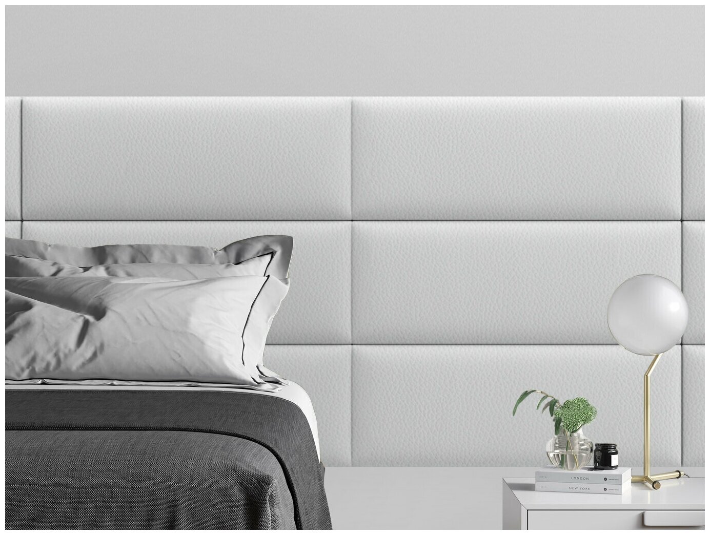Мягкое изголовье кровати Eco Leather White 30х80 см 1 шт.