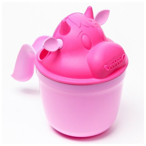 Ковш для купания и мытья головы, детский банный ковшик, хозяйственный Коровка, цвет розовый набор для купания коровка и курочка