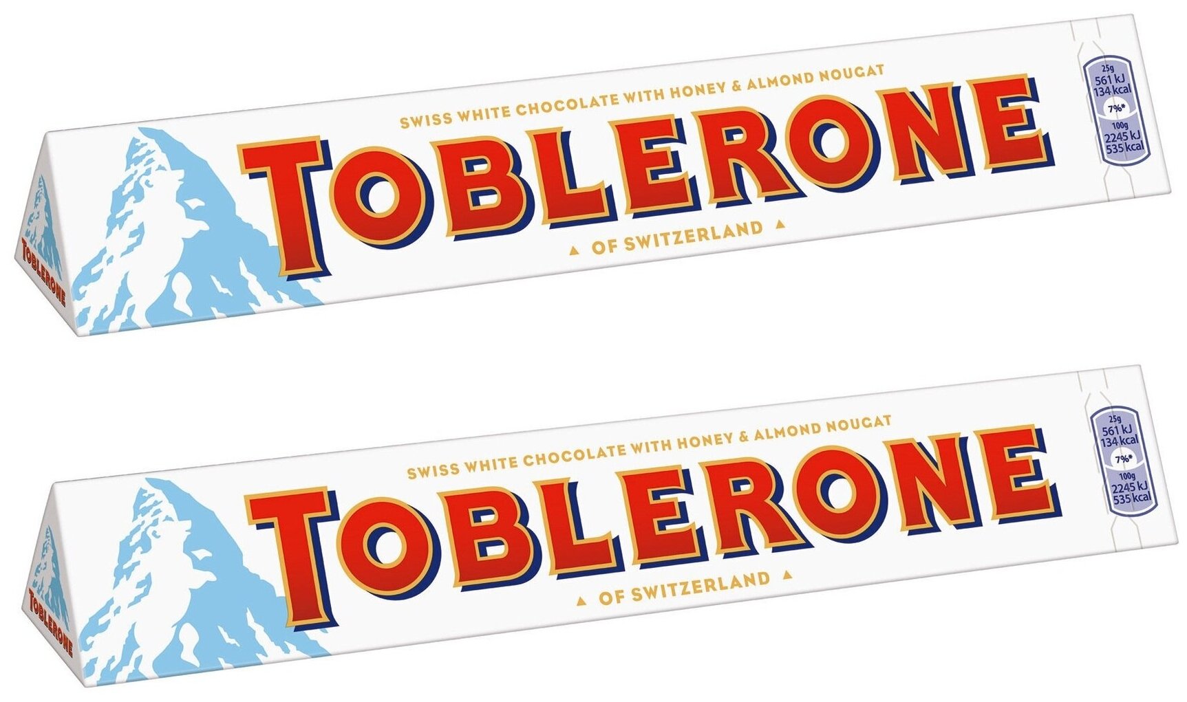 Белый молочный шоколад Toblerone White с медово-миндальной нугой (Швейцария), 100 г (2 шт)