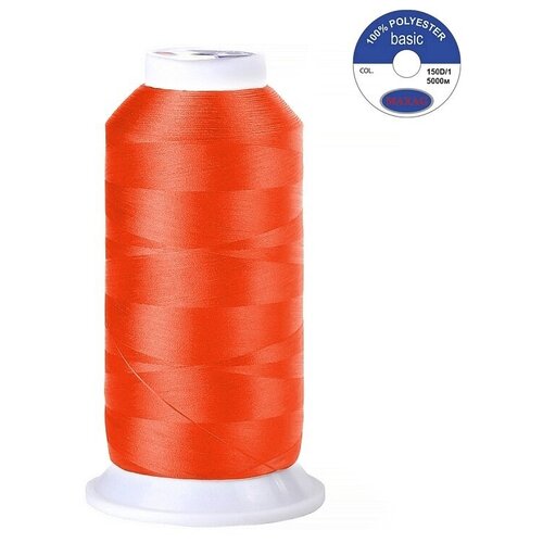 Швейные нитки MAXag basic текстурированные Max, 150D/1, 5000 м, 579 ярко-оранжевый неон MAX/150D/579