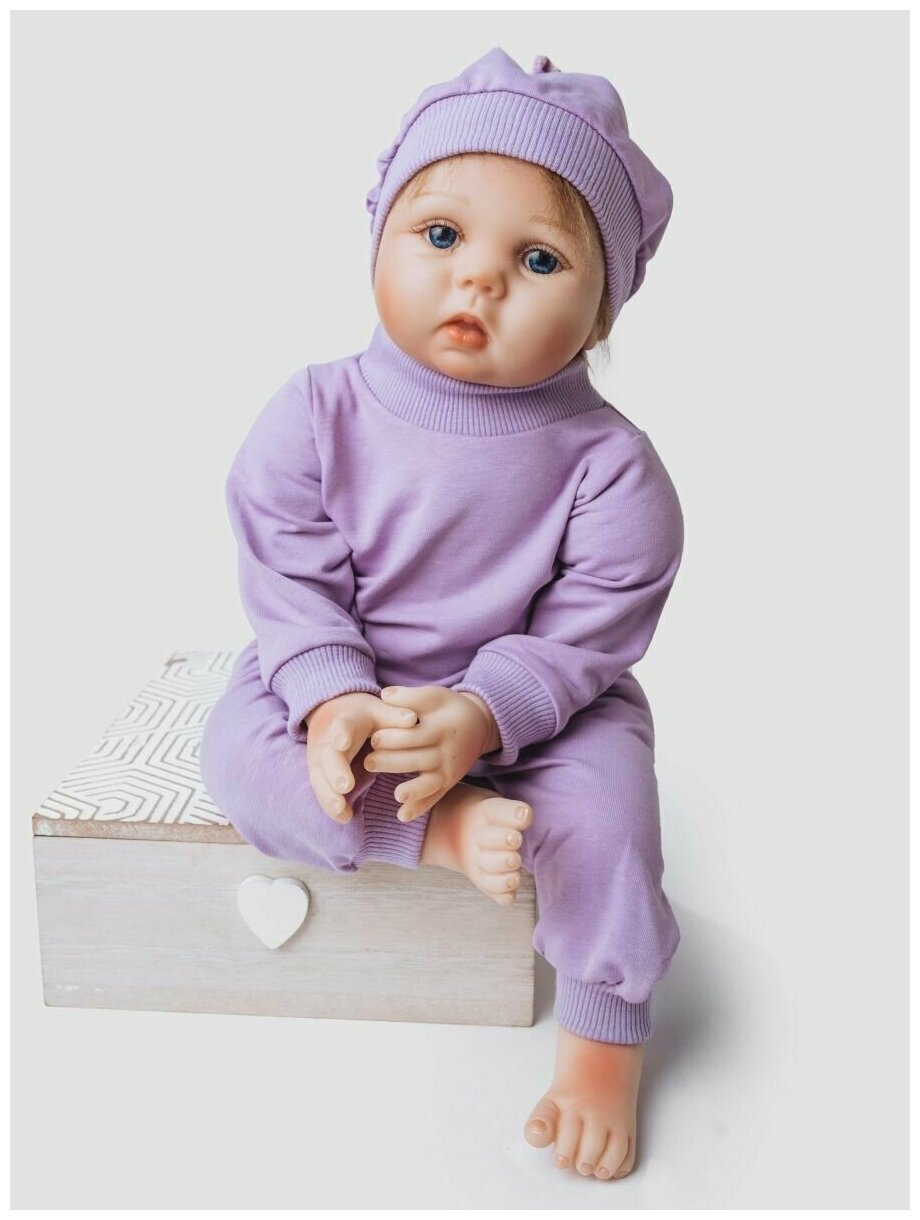 Одежда для куклы Реборн (Reborn) 55см , Rich Line Home Decor, X-44/Пыльная-сирень-шапочка