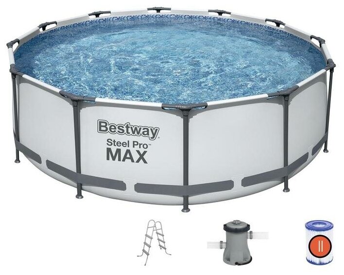 Bestway 56418(366х100) фильтр,лестница Каркасный бассейн круглый Steel Pro Max - фотография № 11