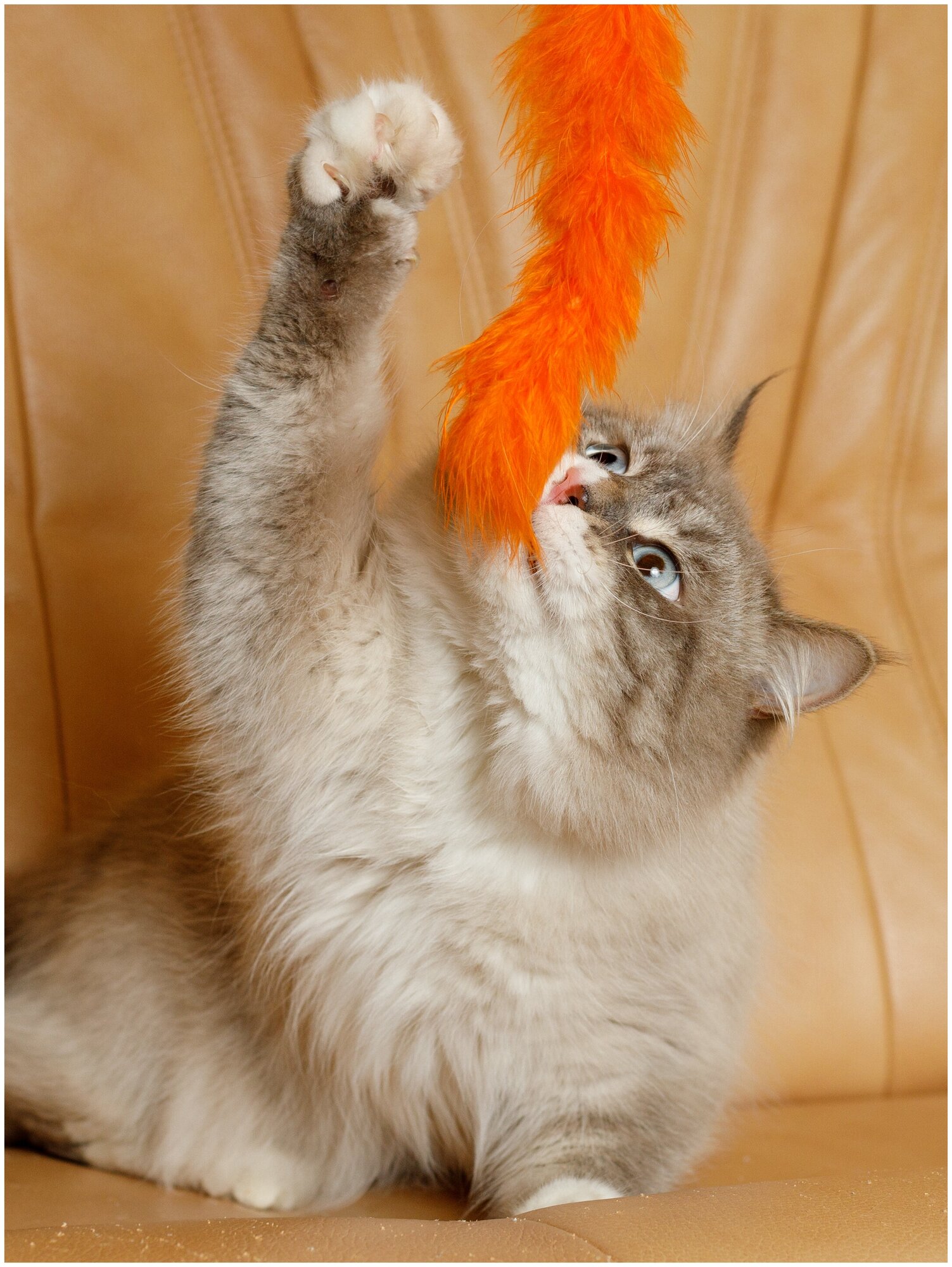 Игрушка для кошек и котят Japan Premium Pet пушистая дразнилка в виде жирафа, цвет оранжевый. - фотография № 12