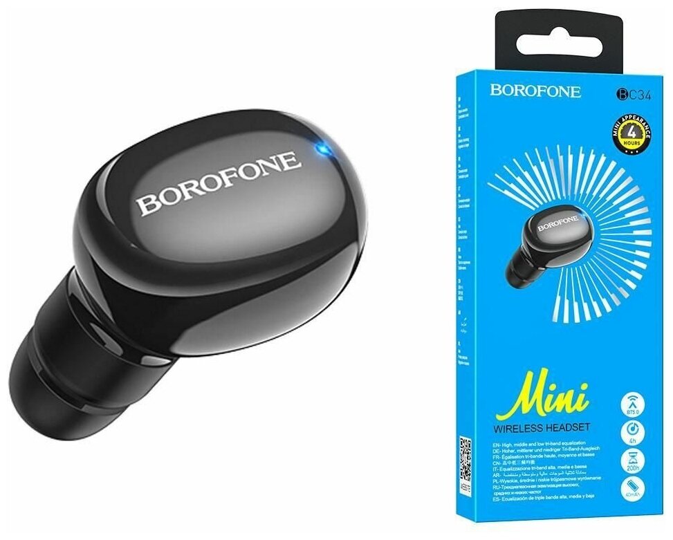 Гарнитура bluetooth BOROFONE BC34 Milkey Mini BT headset черный