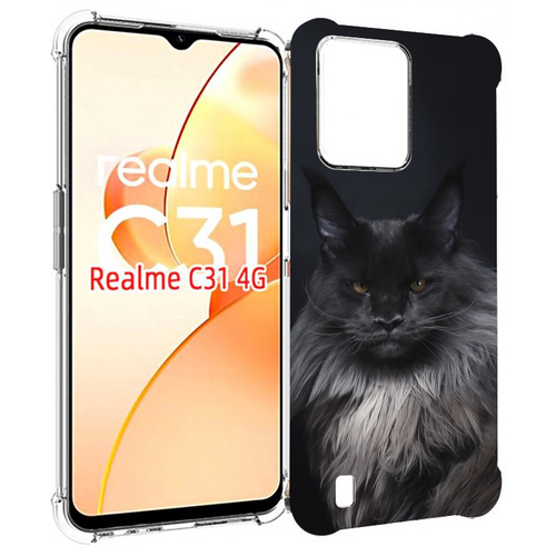 чехол mypads крутая кошка в очках для oppo realme c31 задняя панель накладка бампер Чехол MyPads кошка мейн кун 2 для OPPO Realme C31 задняя-панель-накладка-бампер