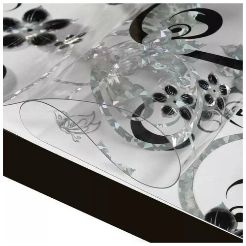 Скатерть силиконовая гибкое стекло с рисунком на стол длина 90см ширина 100см