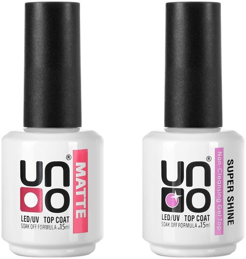 UNO Набор для маникюра Super Shine Top Coat + Matte Top Coat, бесцветный