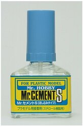MC-129 Mr.Hobby Mr. Cement S Клей для пластиковых моделей, с кисточкой, 40 мл.