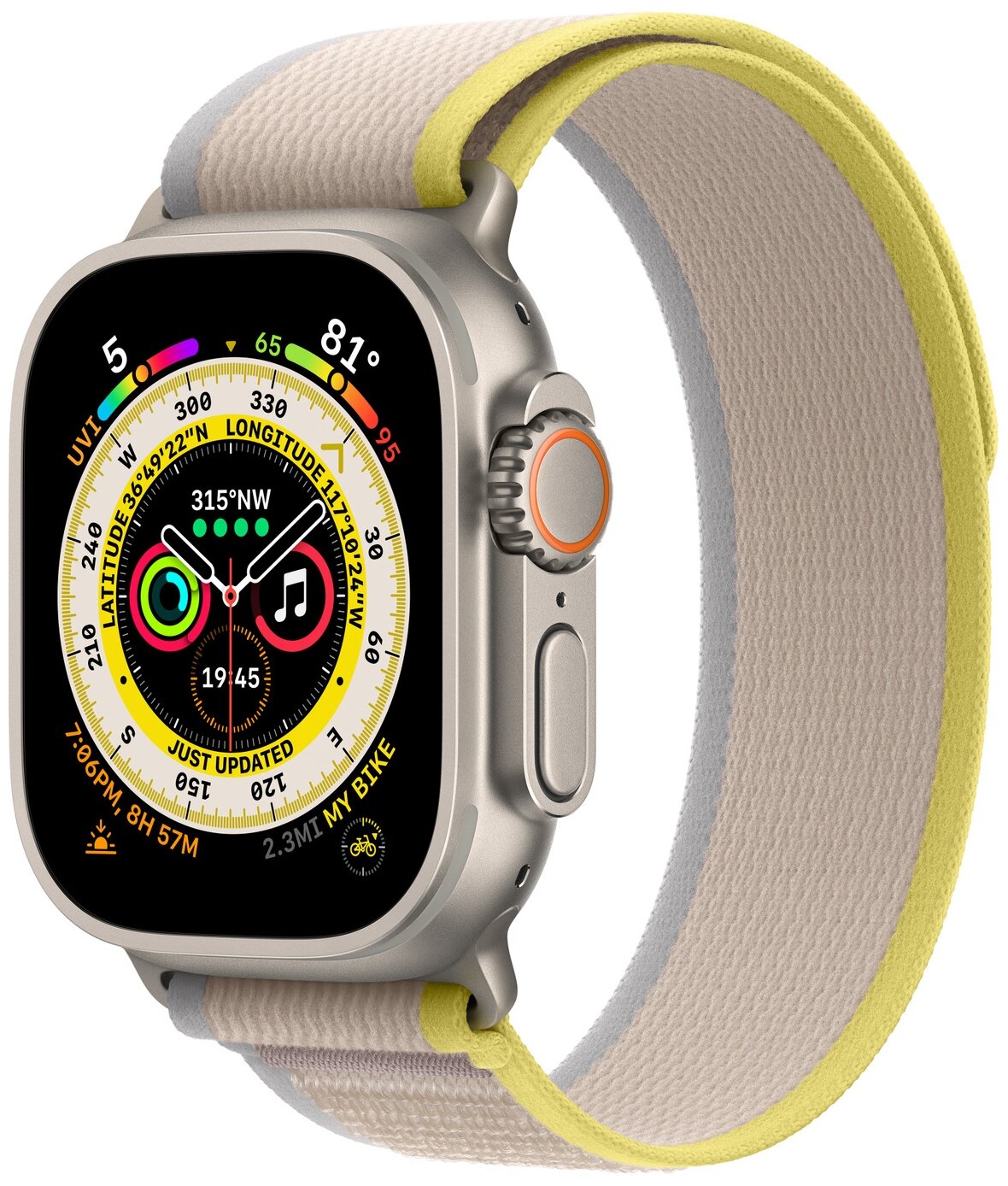 Умные часы Apple Watch Ultra 49 мм Titanium Case GPS + Cellular, титановый/желто-бежевый Trail Loop