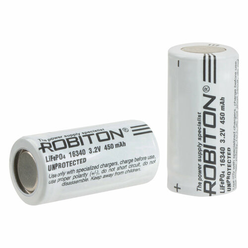 Аккумулятор LiFePO4 450 мА·ч 3.2 В ROBITON LiFe16340-450, в упаковке: 1 шт.