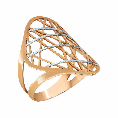 Кольцо АЛЬФА-КАРАТ, серебро, 925 проба, золочение, размер 18, золотой