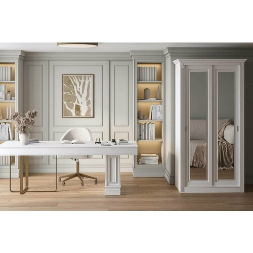 Шкаф-купе Классика-12 МДФ для одежды с зеркалом двухдверный 90*200*40 Мегамебель