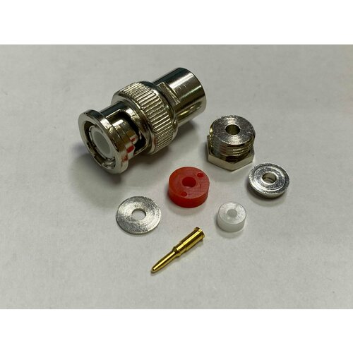 Разъем высокочастотный B-112L (10 шт), вилка (штекер) BNC прижимная на кабель RG-174, RG-316