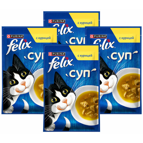 FELIX СУП для взрослых кошек с курицей в соусе пауч 48 гр 48 гр х 4 шт