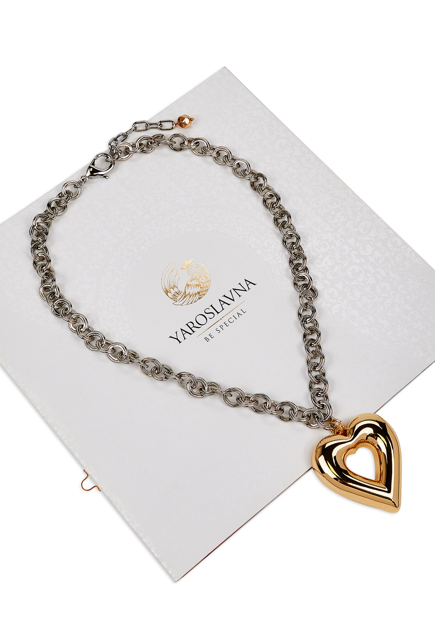 Колье YAROSLAVNA, длина 51 см, серебристо-золотой — фото 1