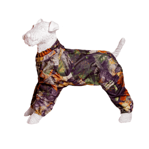 Теплый комбинезон для американского стаффордширского терьера кобеля на флисе мембрана цвет осенние листья 4800₽