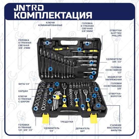 Набор ручных инструментов Jntrd для авто J-10121, 121 предмет — фото 1