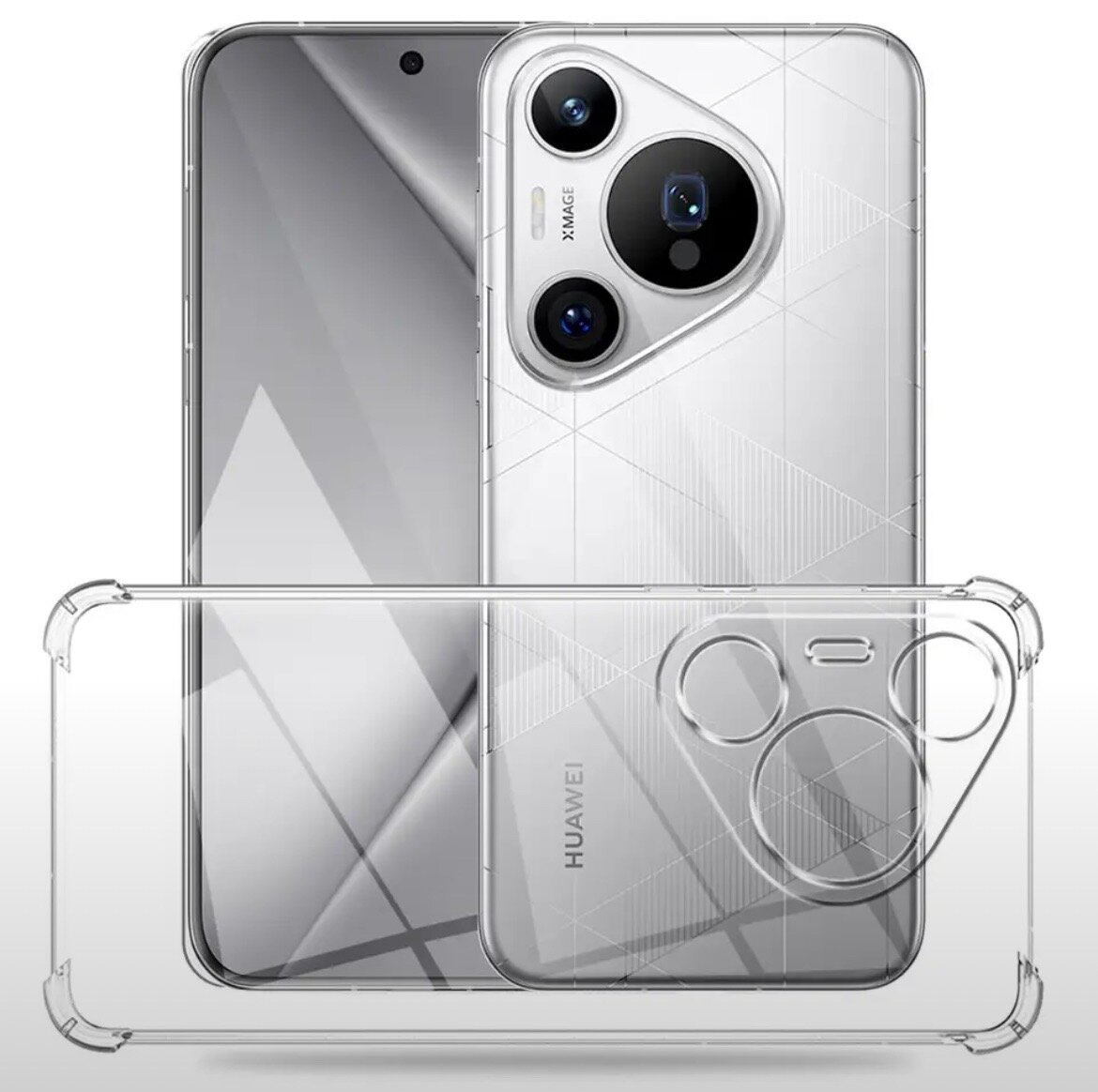 Противоударный прозрачный чехол с защитой камеры для Huawei Pura 70 Pro/Pura 70 Pro+ (Хуавей Пьюра 70 Про/Пьюра 70 Про+) — фото 1