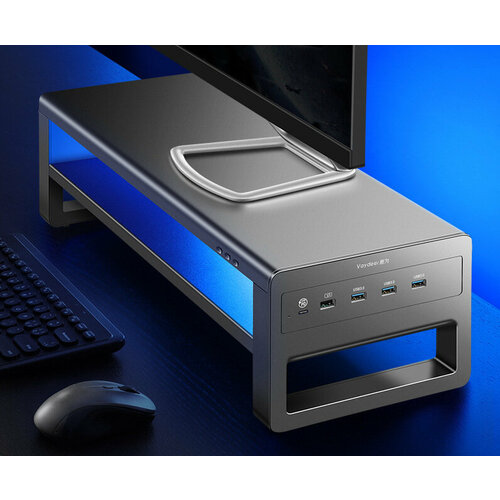 Металлическая подставка для ноутбука двухуровневая с беспроводной зарядкой 14990₽