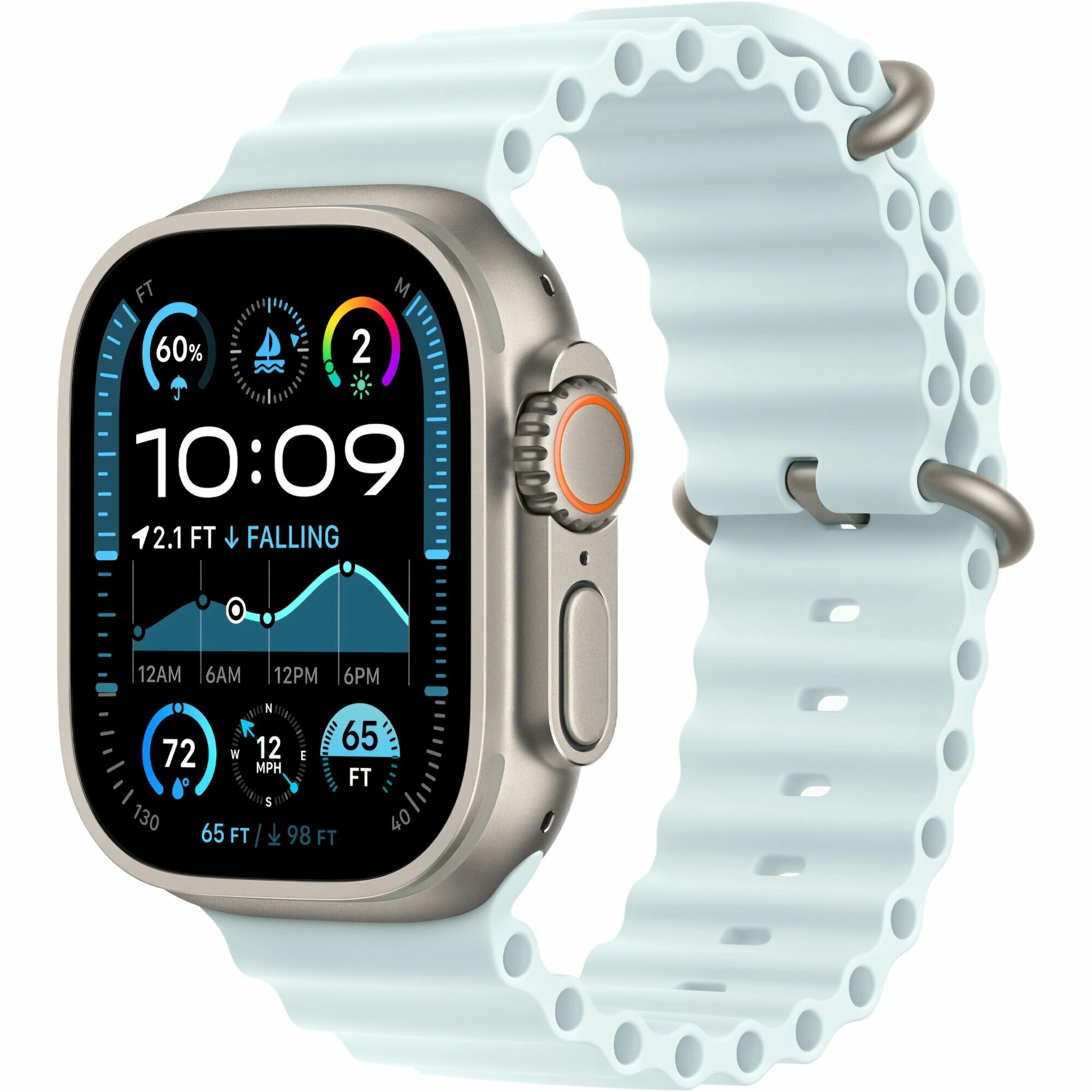 Часы Apple watch Ultra 2 (2024), Natural Titanium/Ice Blue Ocean Band