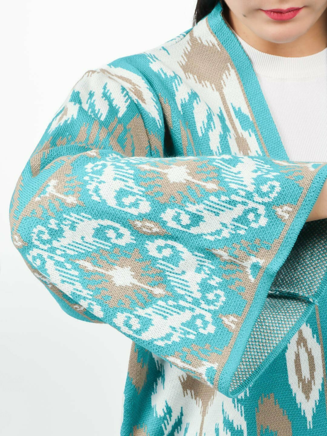 Кардиган Didov TRIKO 0024, размер oversize, бирюзовый — фото 1