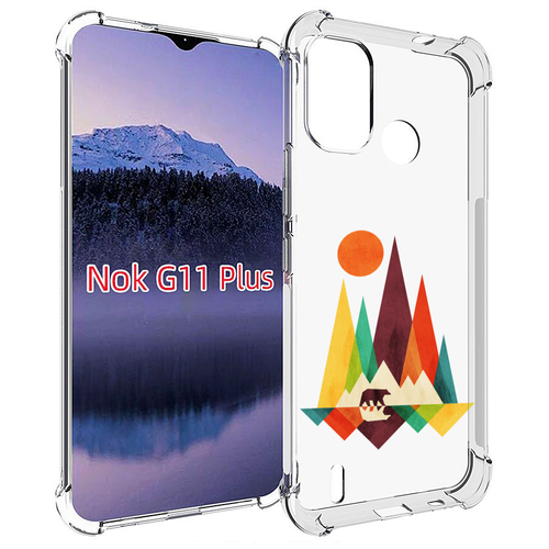 Чехол MyPads нарисованные горы с медведем для Nokia G11 Plus задняя-панель-накладка-бампер