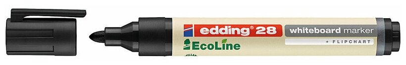 Маркер edding 28 EcoLine Cap-off, для белых досок, круглый наконечник, 1.5-3 мм Черный