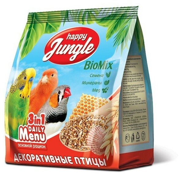 Happy Jungle Корм для декоративных птиц универсальный, 350 г.
