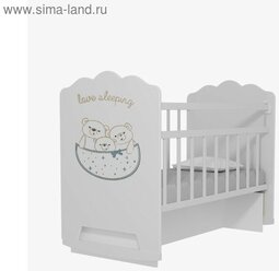 ВДК Кровать детская Love Sleeping колесо-качалка с маятником (белый) (1200х600)
