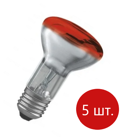 фото Лампы накаливания зеркальные R63 E27 40W цветные GE, 5штук