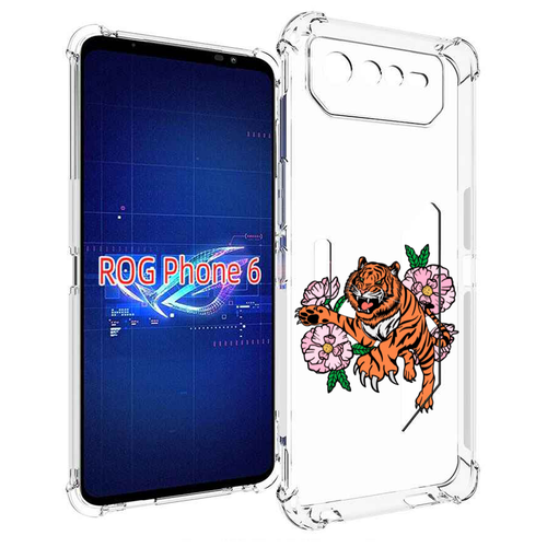 Чехол MyPads тигры-цветочные для Asus ROG Phone 6 задняя-панель-накладка-бампер чехол mypads тигры для asus zenfone 9 ai2202 задняя панель накладка бампер