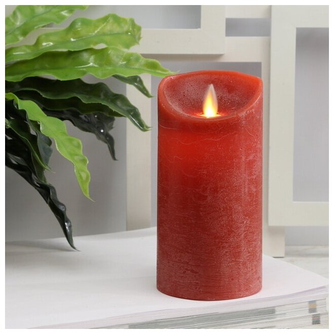 Peha Светодиодная свеча с имитацией пламени 15 см, красная восковая, батарейка MB-20121