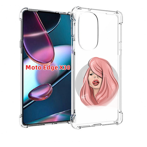 Чехол MyPads лицо-девушки-с-розовыми-волосами женский для Motorola Moto Edge X30 задняя-панель-накладка-бампер