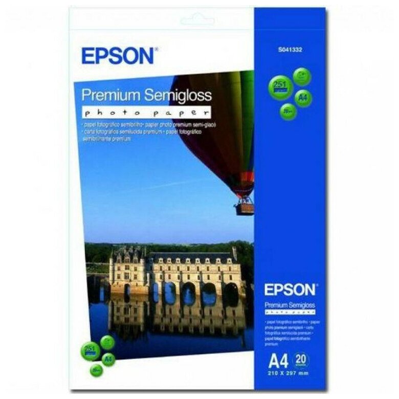 Бумага Epson A4 251 г/кв.м Premium Semiglossy Photo Paper C13S041332 20л - фото №4