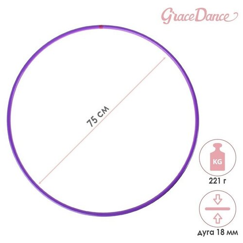 Обруч профессиональный для художественной гимнастики дуга 18 мм d=75 см цвет фиолетовый
