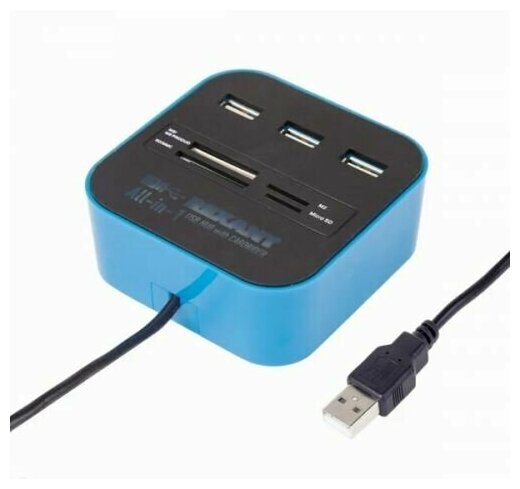 Разветвитель USB 3.1 Rexant 18-4121 USB на 3 порта+картридер (все в одном) черный