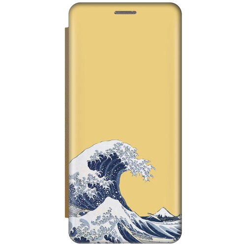 силиконовый чехол бушующее море на samsung galaxy a53 5g самсунг а53 5г с эффектом блика Чехол-книжка Бушующее море на Samsung Galaxy A53 5G / Самсунг А53 5Г с эффектом блика золотой