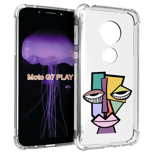 Чехол MyPads лицо из квадратиков с глазами женский для Motorola Moto G7 Play задняя-панель-накладка-бампер
