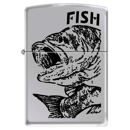 Зажигалка серебристая. США! серебристый Zippo 250 FISH - BIG MOUTH GS