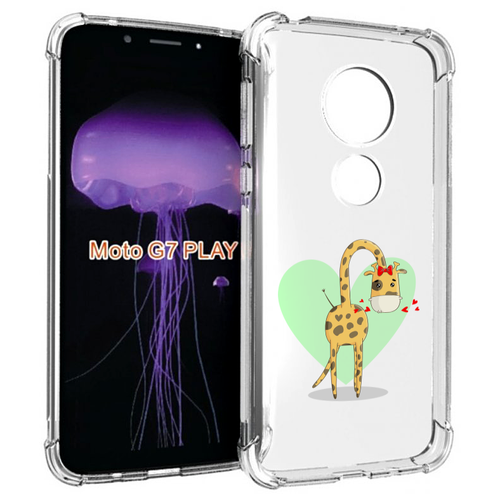 Чехол MyPads Влюбленный жираф 14 февраля для Motorola Moto G7 Play задняя-панель-накладка-бампер