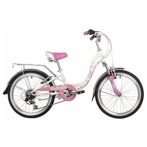 Детский велосипед Novatrack Butterfly 20 6V 2022 белыйрозовый 1654400₽