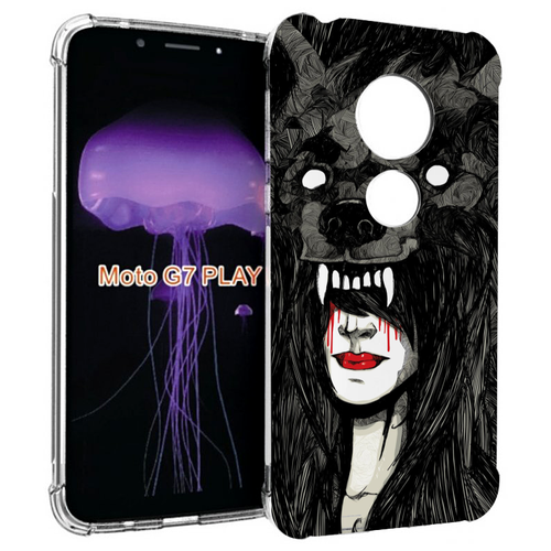 Чехол MyPads девушка в шкуре волка женский для Motorola Moto G7 Play задняя-панель-накладка-бампер