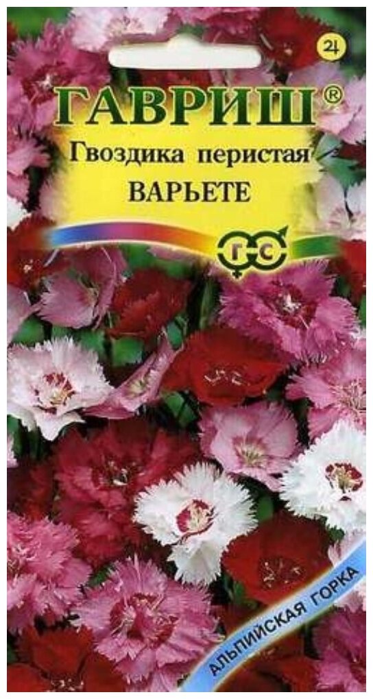 Гвоздика перистая Варьете 0,2г Мн смесь 30см "Гавриш" Альпийская горка - 10 пачек семян