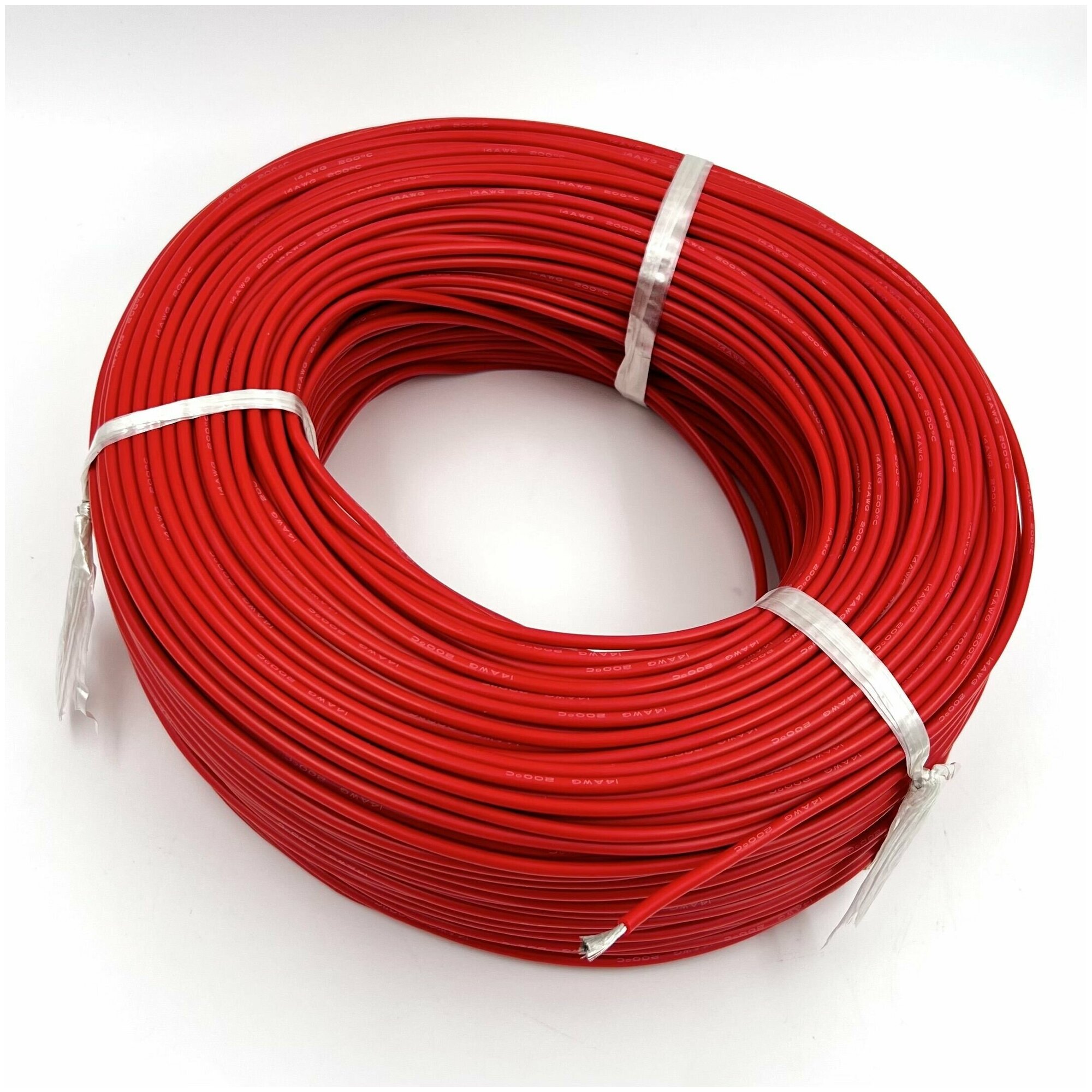 Медный провод 14AWG 2м 2,07 кв.мм (400*0,08мм) (красный, UL3135) в мягкой силиконовой изоляции - фотография № 3