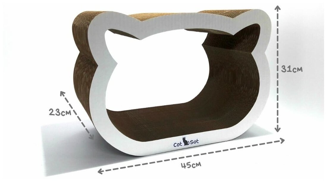 Cat Set "Когтеточка - лежанка Koty XL", 45*23*31см, Когтеточка для кошек из картона - фотография № 2