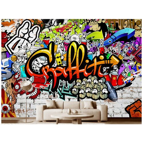 Фотообои на стену флизелиновые Модный Дом Веселое граффити 400x280 см (ШxВ), в спальню, гостиную