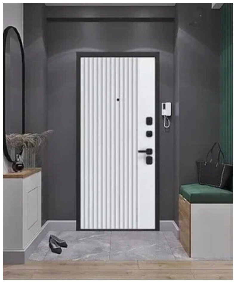 Дверь входная Ferroni Luxor Вертикаль графит - эмалит белый 960х2050 левая мм - фотография № 3