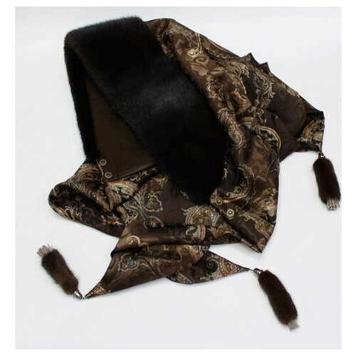 фото Платок женский шелковый с меховой отделкой " маниша " , импортная норка мария